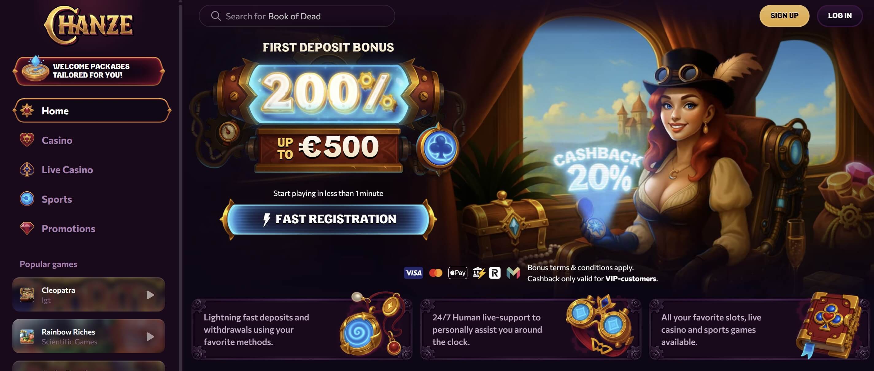 chanze welcome bonus canada