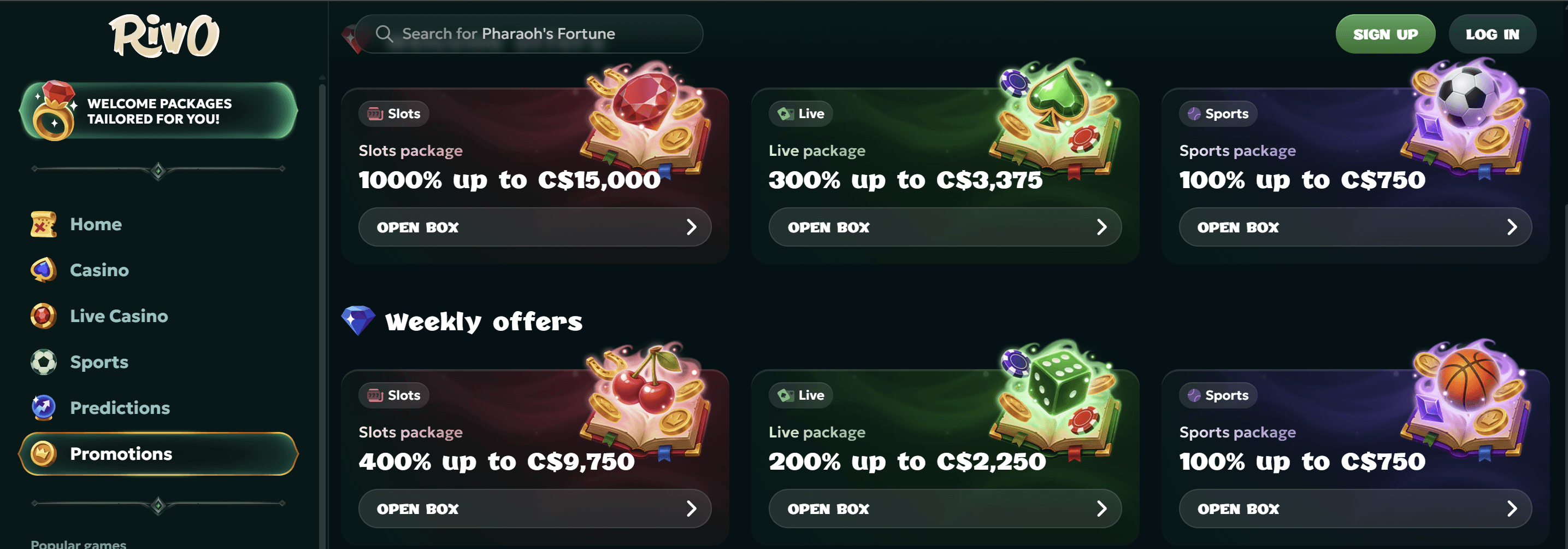 rivo casino canada sign up bonus CAD