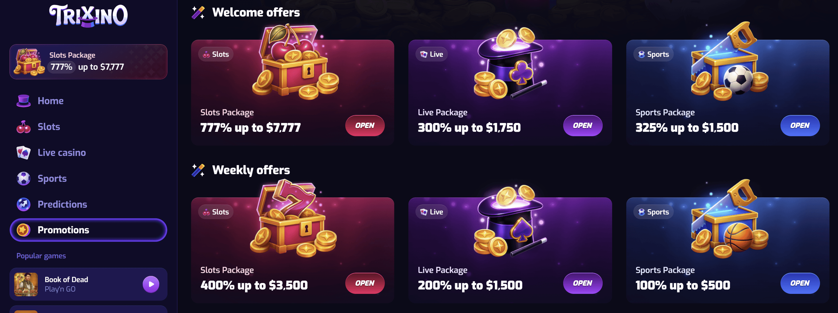 trixino casino vip promos