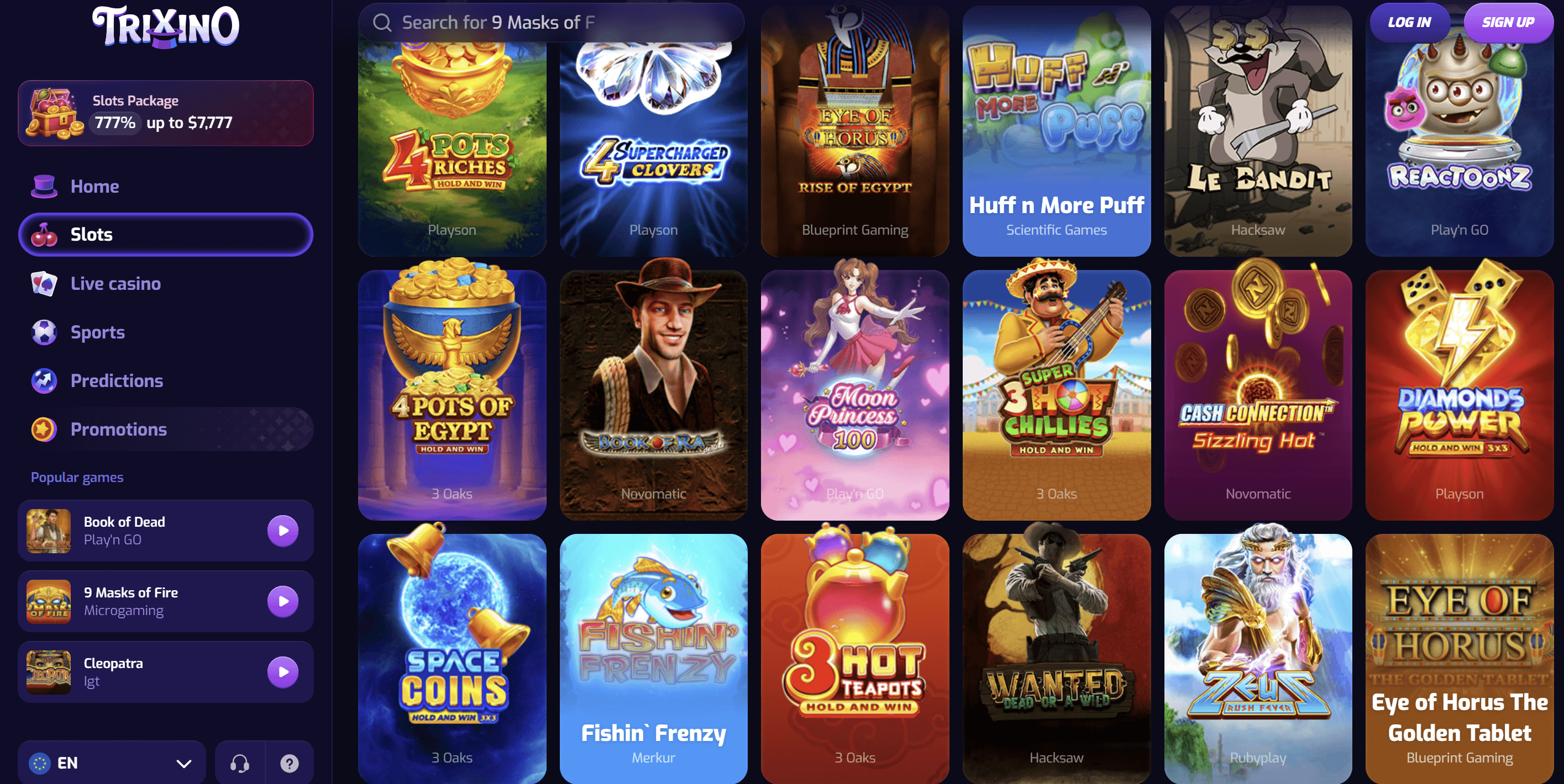 trixino casino CAD slots